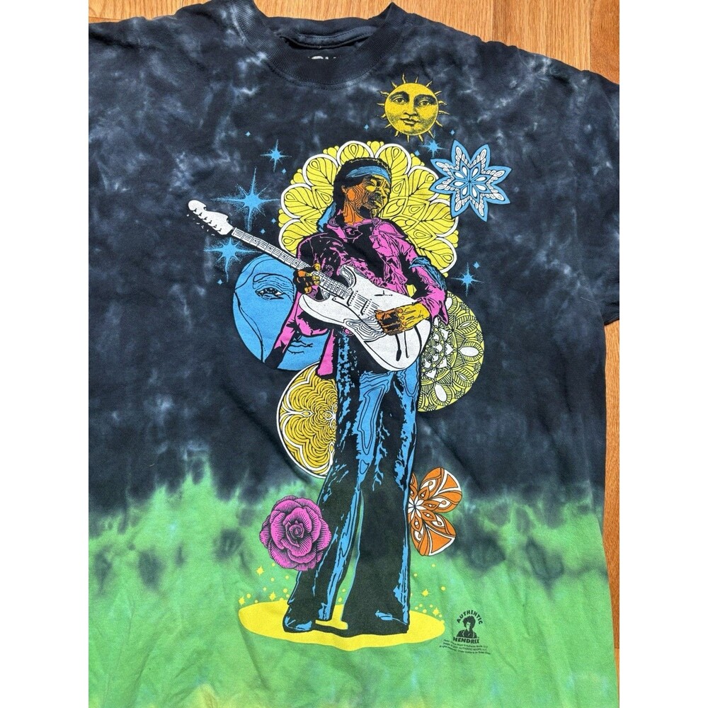 Jimi Hendrix Liquid Blue Shirt Mens XL Tie Dye Cotton Top Graphic Psychodelic - Picture 2 of 7